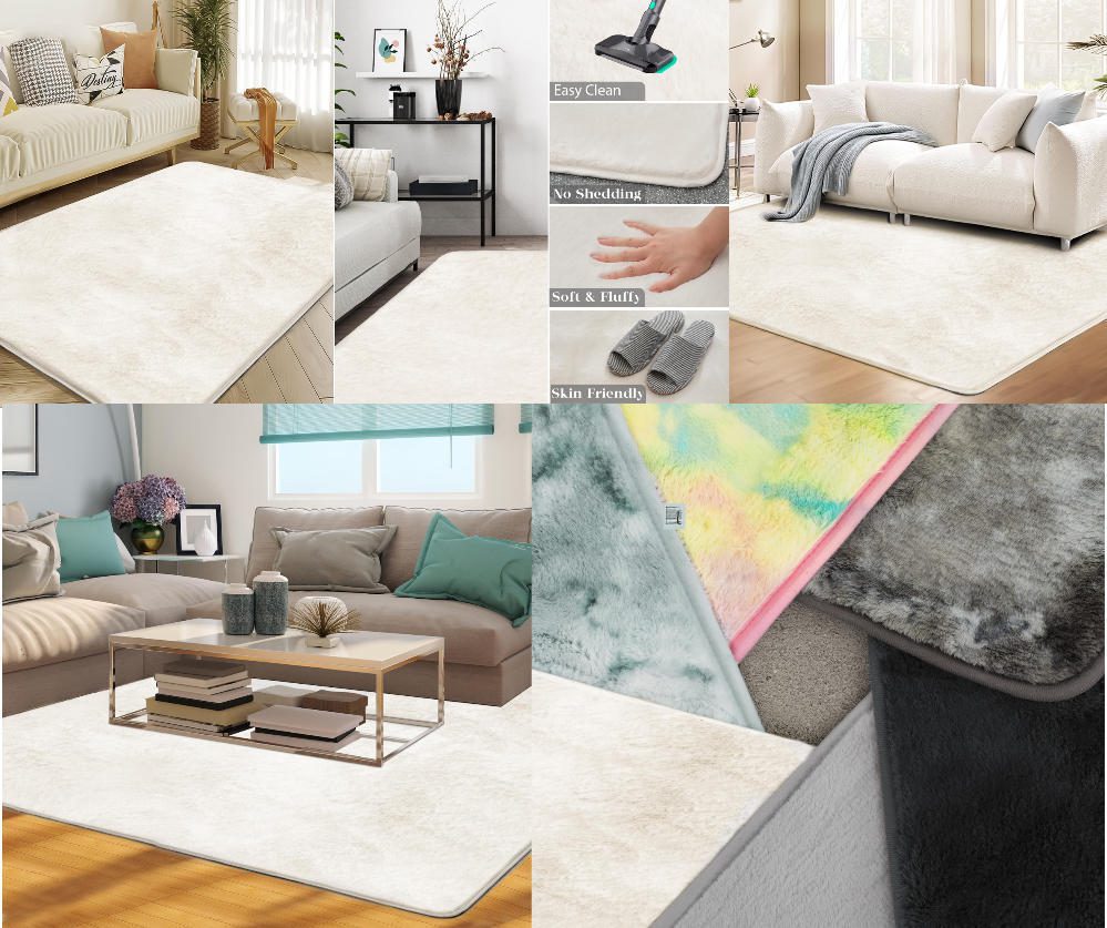 Cozy Fuzzy Faux Fur, Indoor Modern Plush Washable Shaggy Rugs for Bedroom Living Room Home Decor, Fluffy Carpet for Kids Room