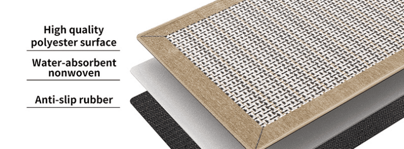 Diatomite Chenille Woven Fabric Rubber Mat