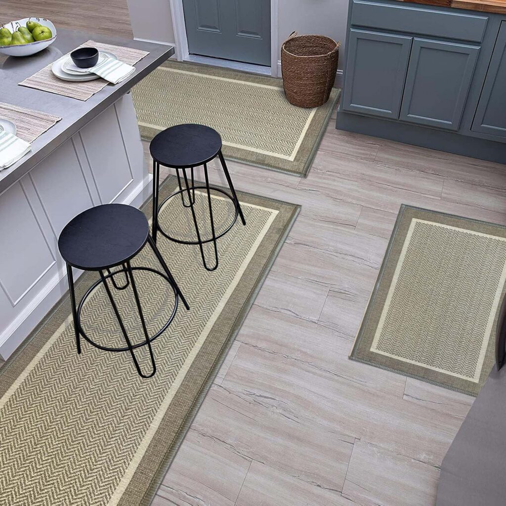 New Design Non Skid Washable Polyester Rubber Kitchen Mats for Floor Kitchen Rugs and Mats with 2mm Rubber Backing