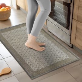 Kitchen Rugs and Mats Non Skid Washable – Non Slip Absorbent Kitchen Runner Rugs for Floor Herringbone Patterned Carpets