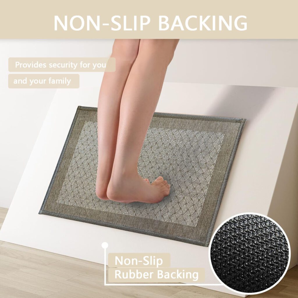 Kitchen Rugs and Mats Non Skid Washable - Non Slip Absorbent Kitchen Runner Rugs for Floor Herringbone Patterned Carpets